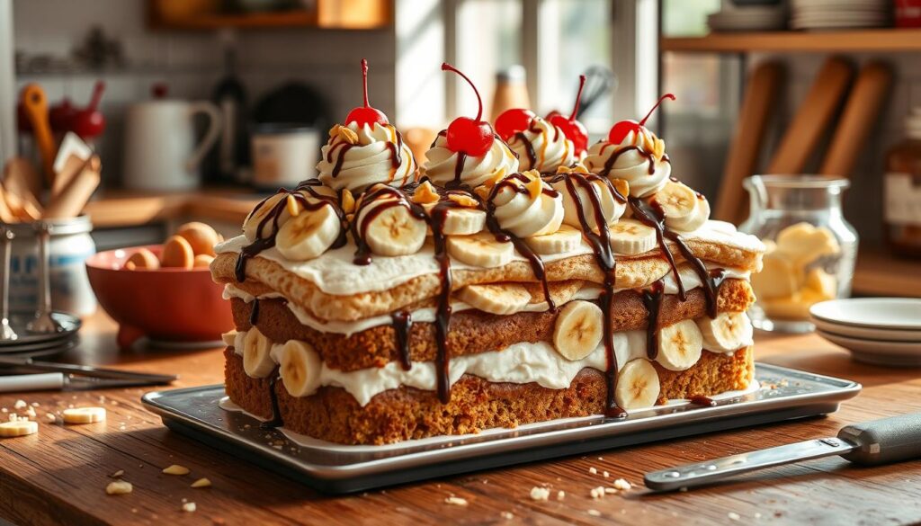 Banana Split Cake Assembly