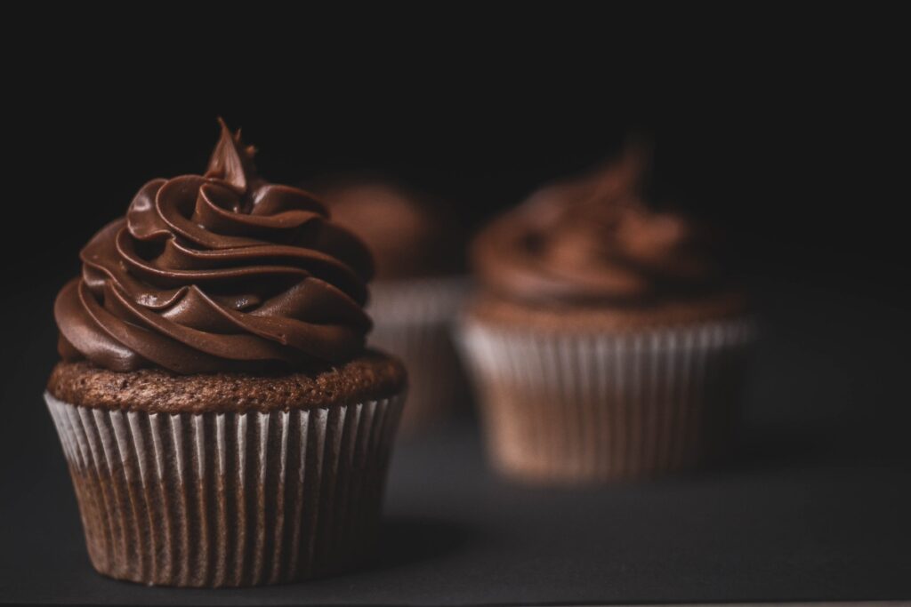 Chocolate pumpkin cupcakes with rich chocolate frosting