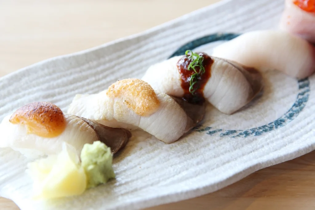 Grilled Hamachi Sushi with Garnish