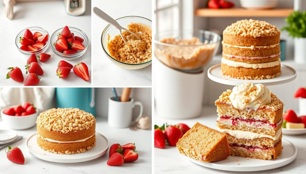 Strawberry Crunch Cake Preparation Steps