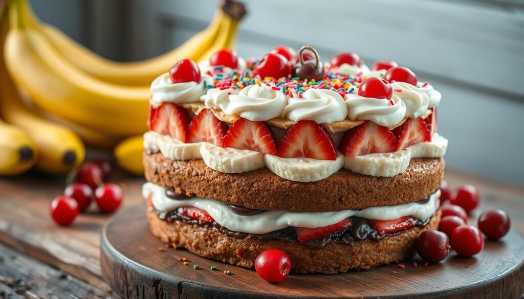 how to make banana split cake