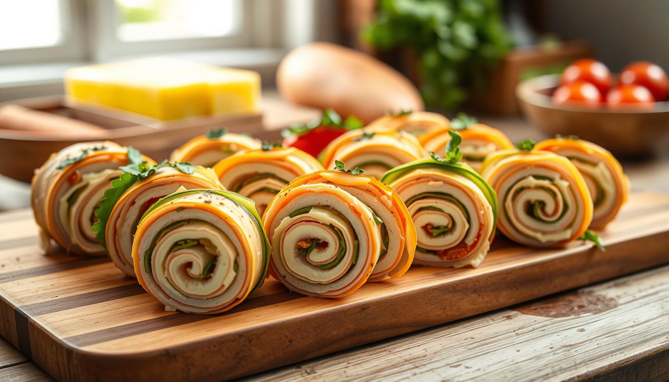 how to make turkey and cheese pinwheels​