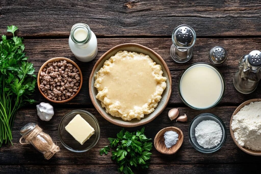 Ingredients for Biscuits and Gravy Casserole