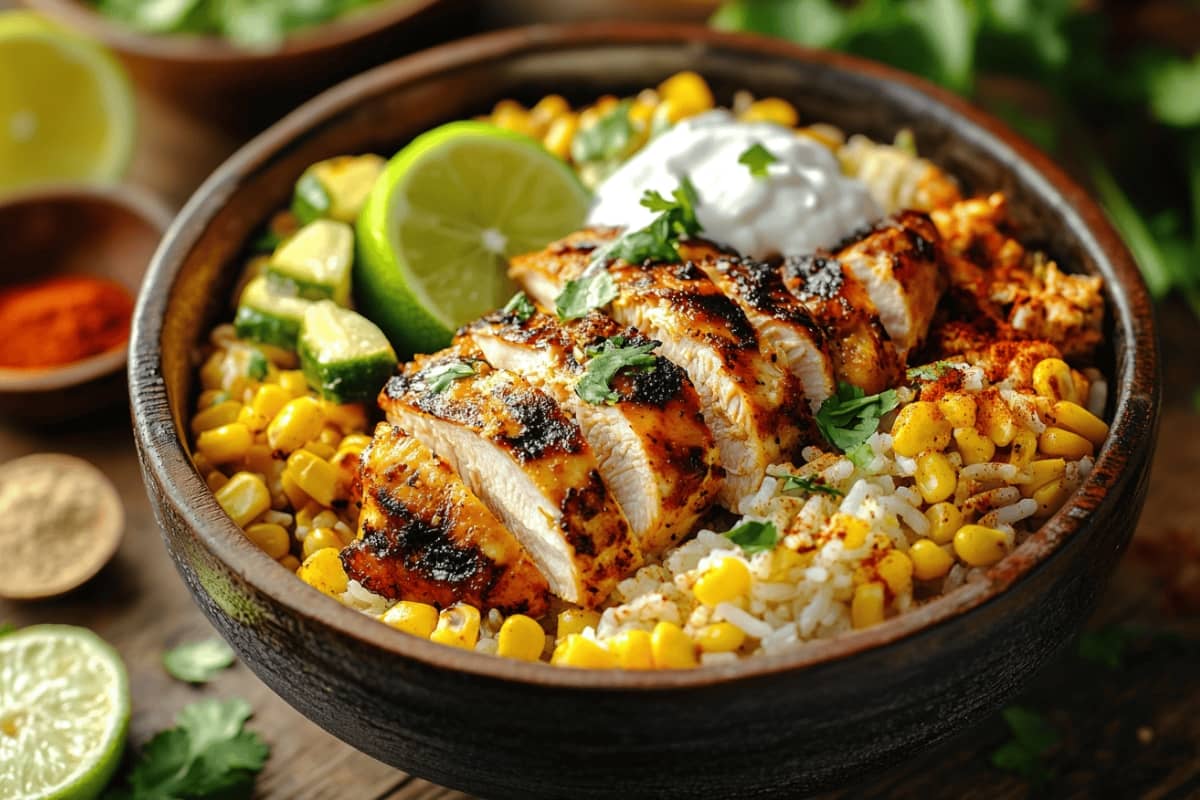 Street Corn Chicken Rice Bowl